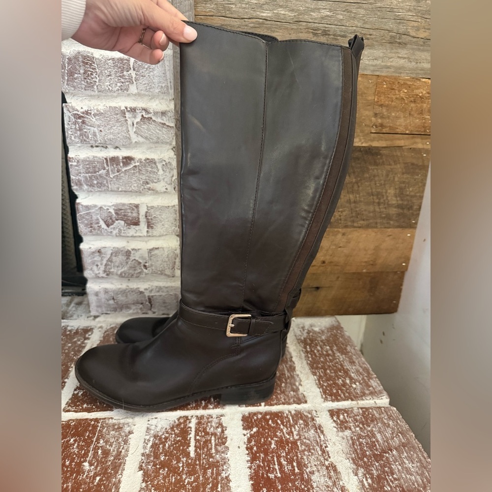 Nine West Brown Knee-High Leather Boots